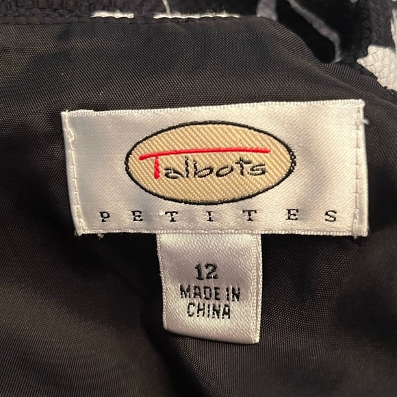 Talbots 2 Piece Fit & Flare Dress Blazer Jacket B&W Floral Petite Women Size 12P - Picture 10 of 10